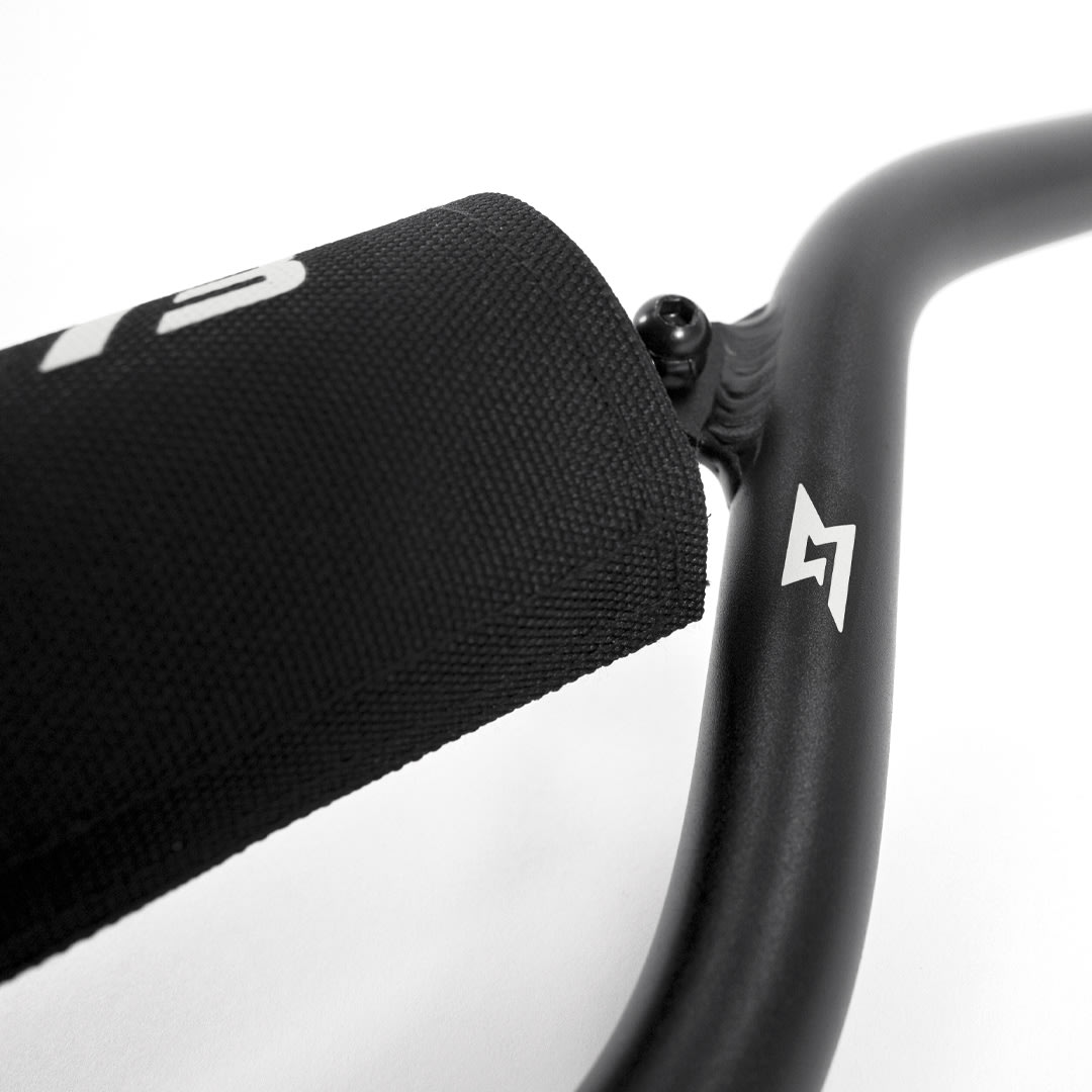 Handle bar closeup image on white background