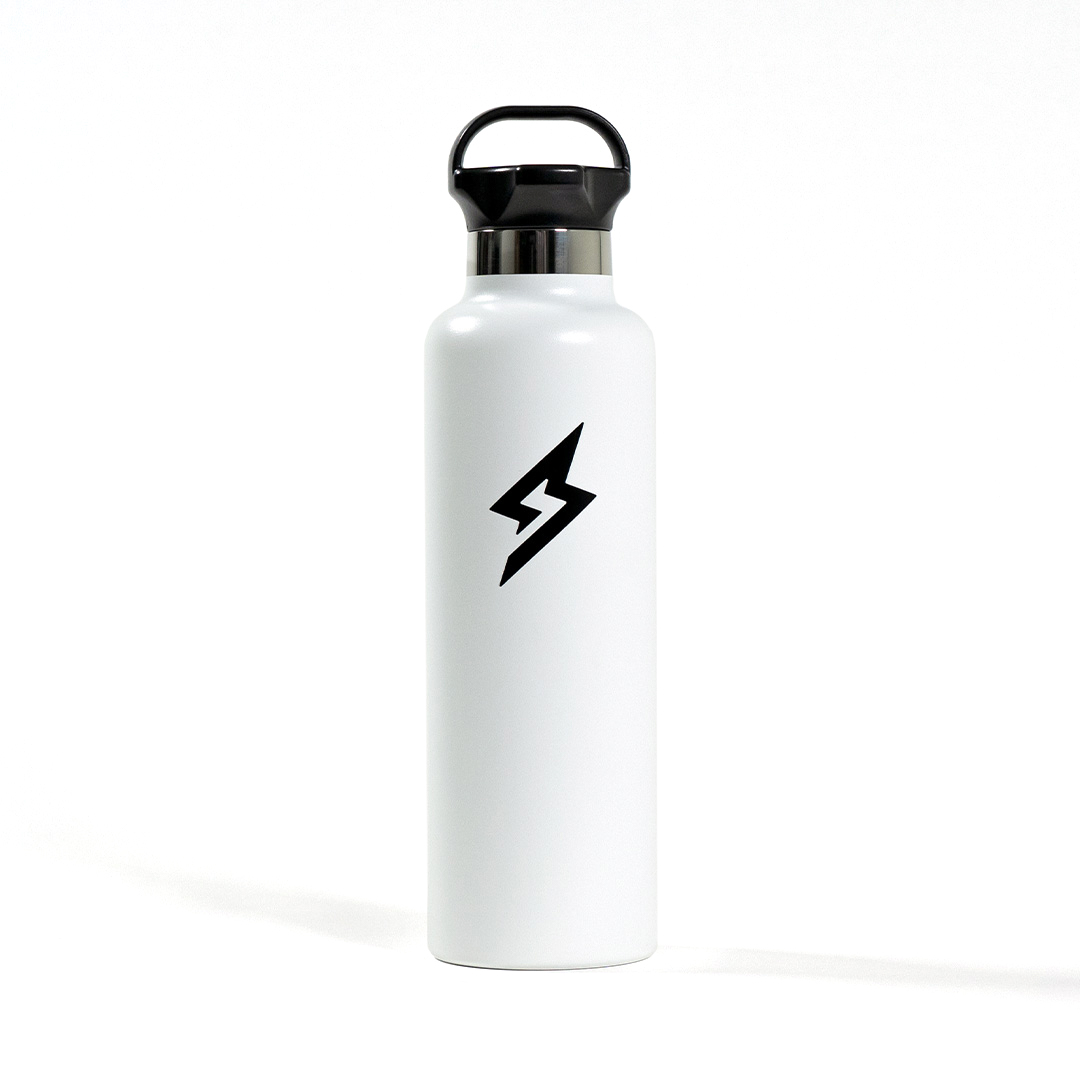 White 24oz Stainless Steel Bottle on white background.