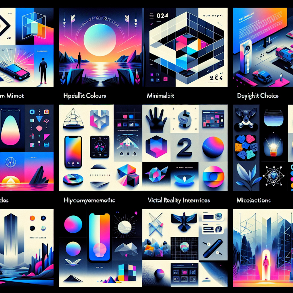 A collage of different web design trends of 2024.