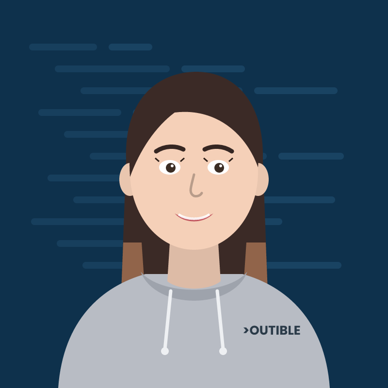 Emily Booth, team member at Outible (illustrated avatar)