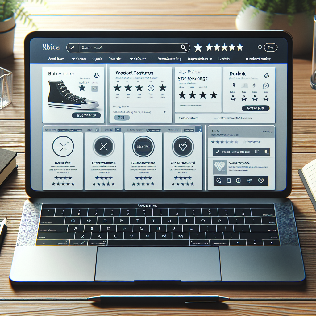 A user-focused product page on a laptop screen.