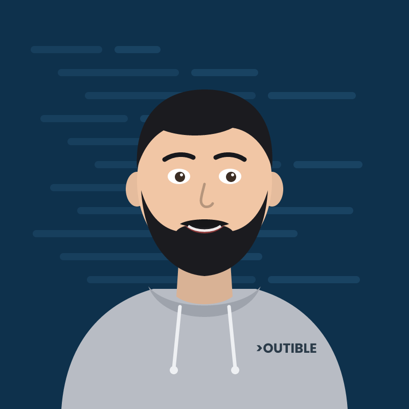 John Williams, software developer at Outible (illustrated avatar)