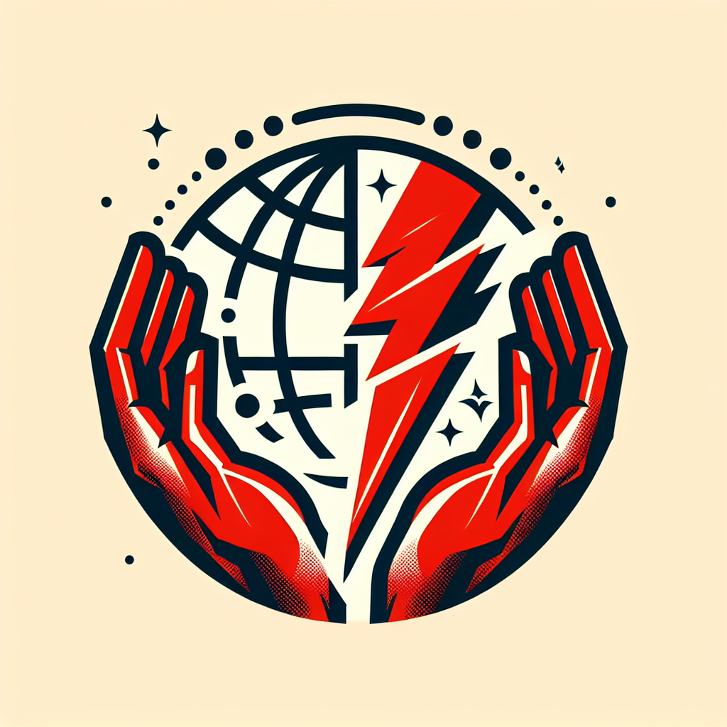 Two superpower logos merged together