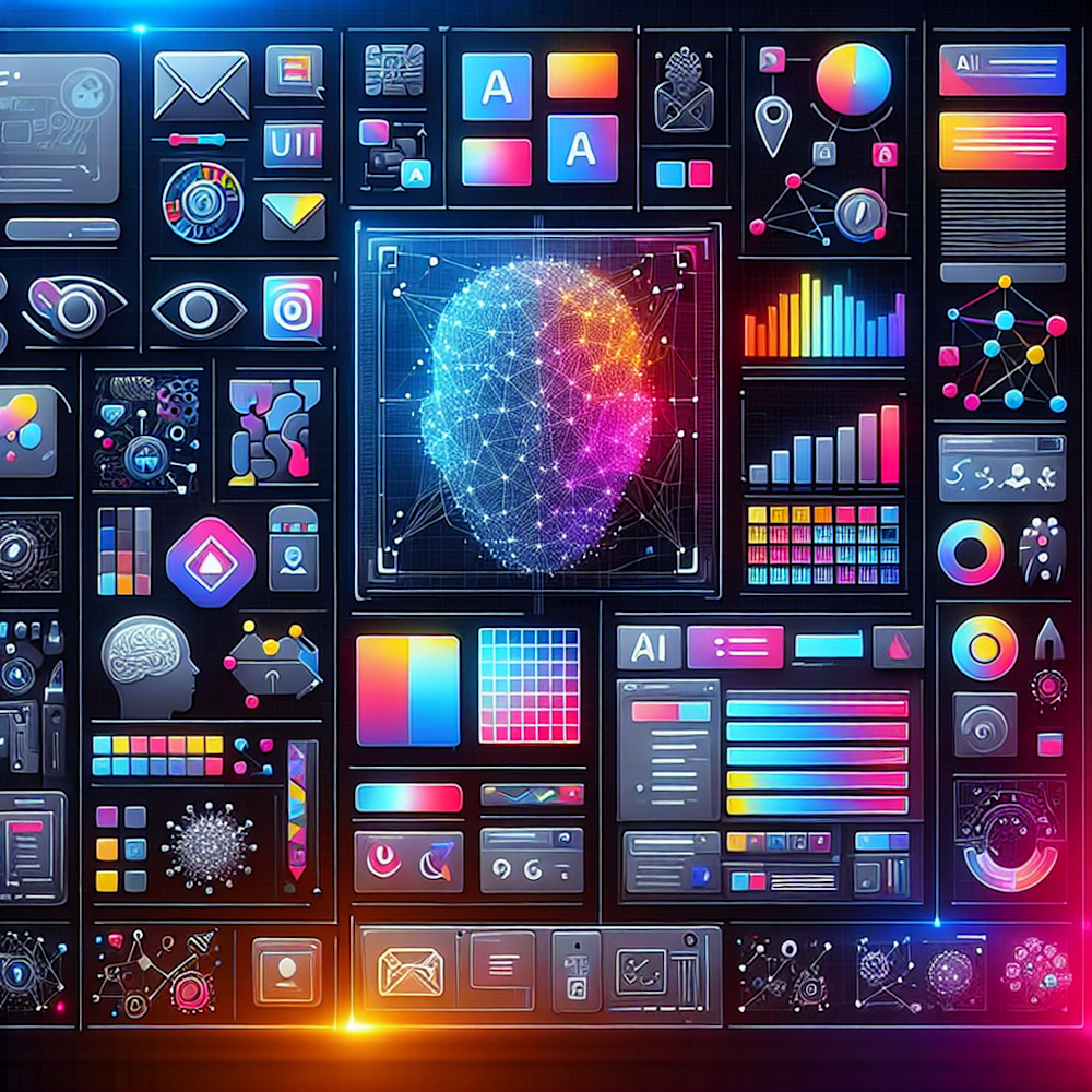 "AI and web design elements on a digital screen"