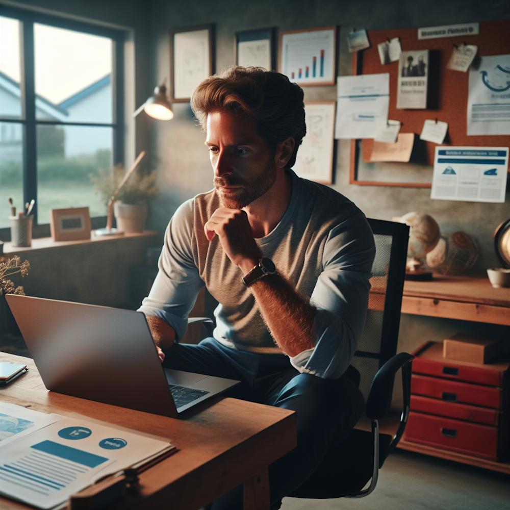 Small business owner working on a website design.