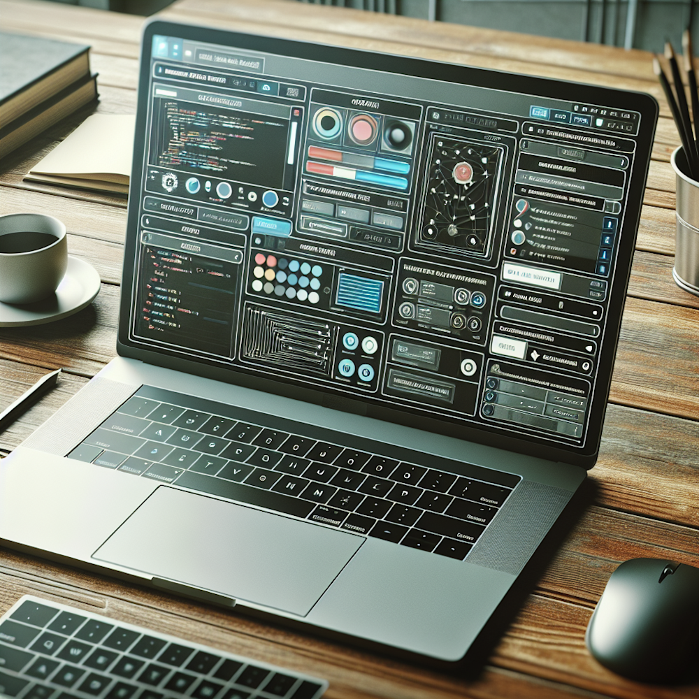Laptop screen showing web design tools.