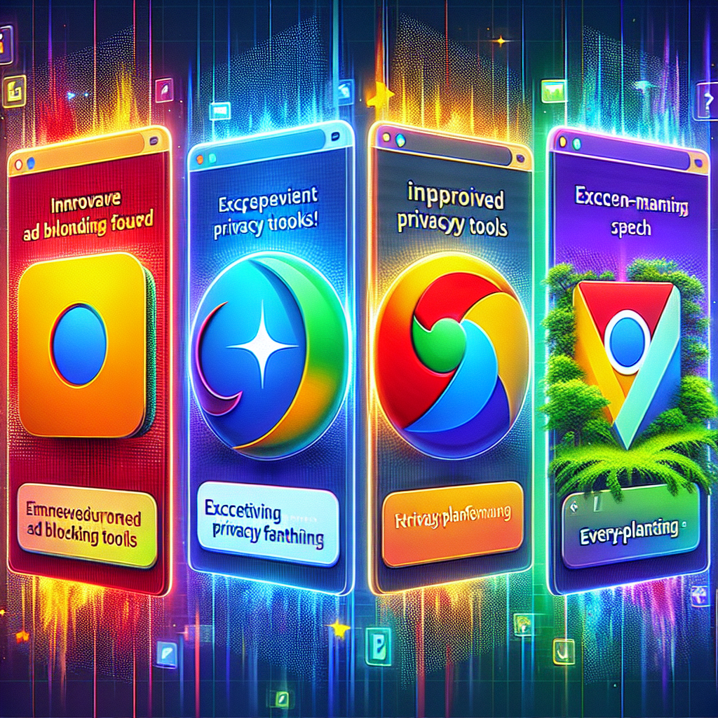 Four browsers with corresponding new features.