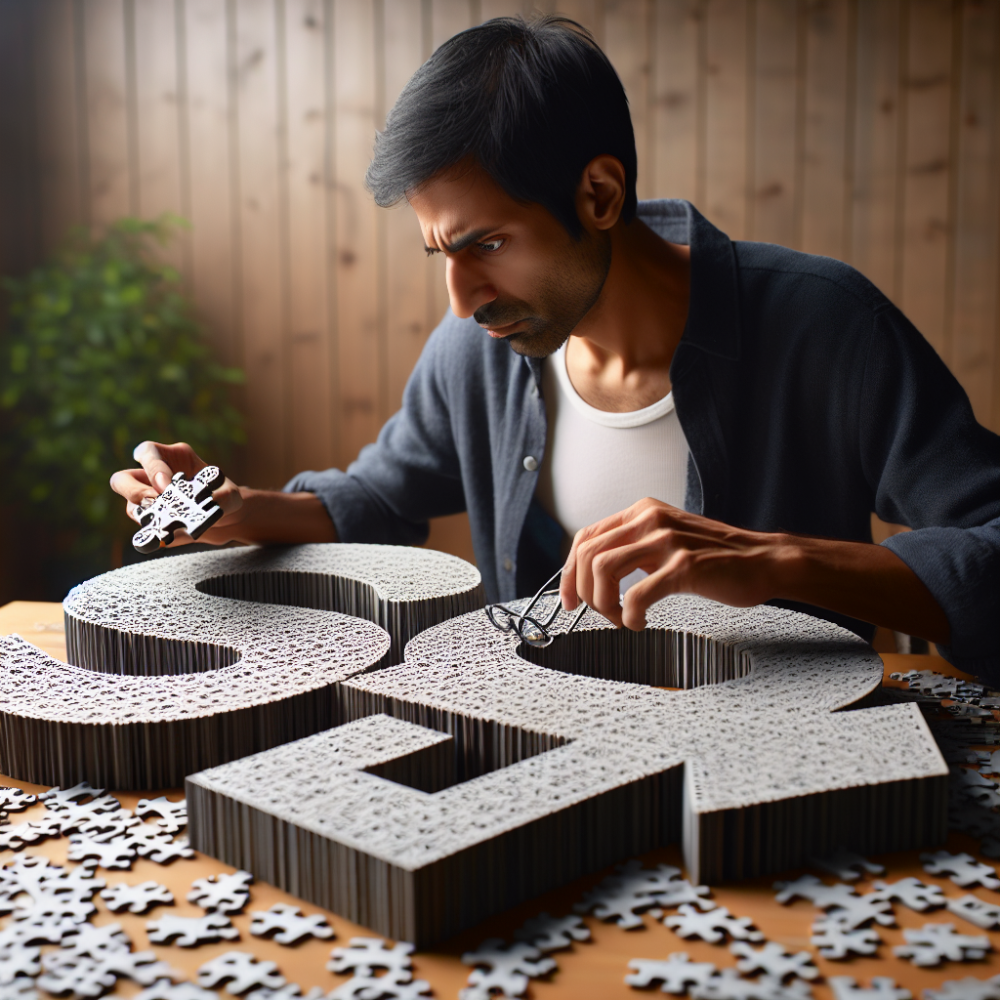 A person decoding a large 3D puzzle of SEO.