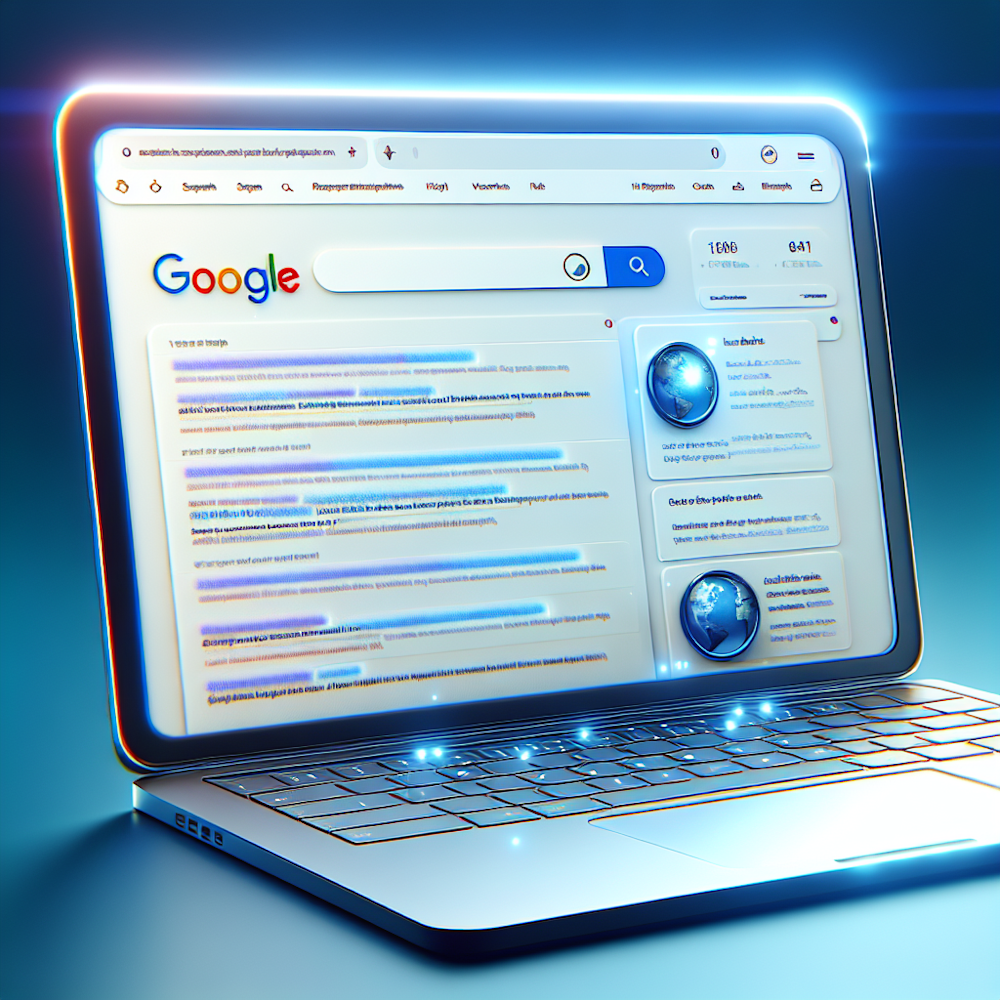 A laptop displaying Google search result with featured snippet.