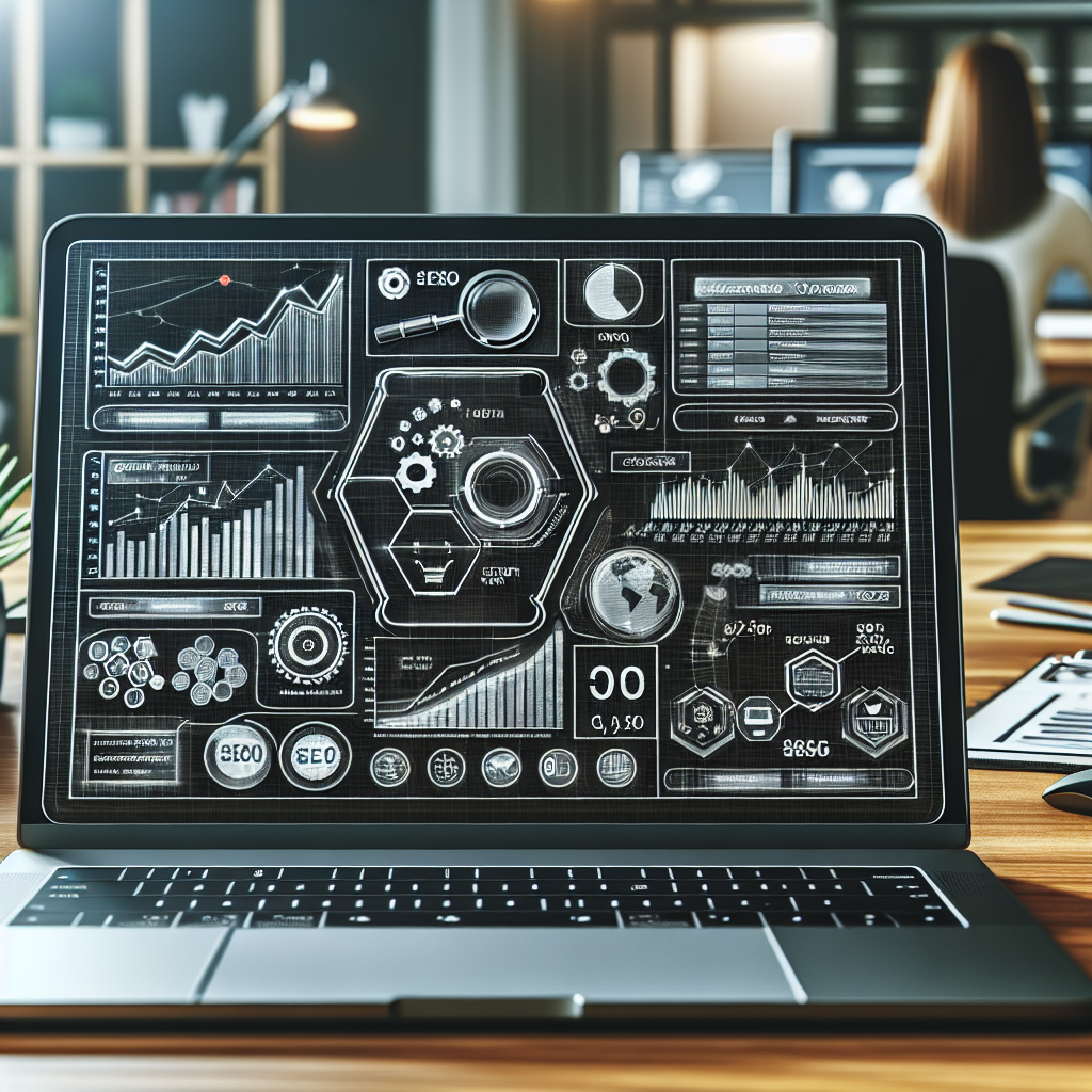 Laptop screen showing SEO analytics and strategies.