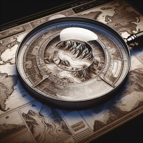 A magnifying glass on a website displaying a map.