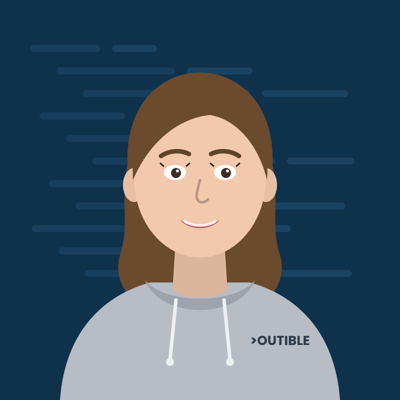 Holly Winter, team member at Outible (illustrated avatar)