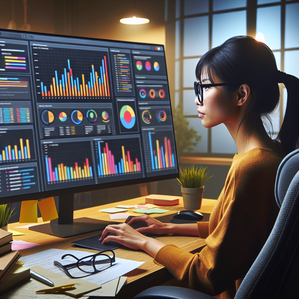 Web designer studying large KPI chart