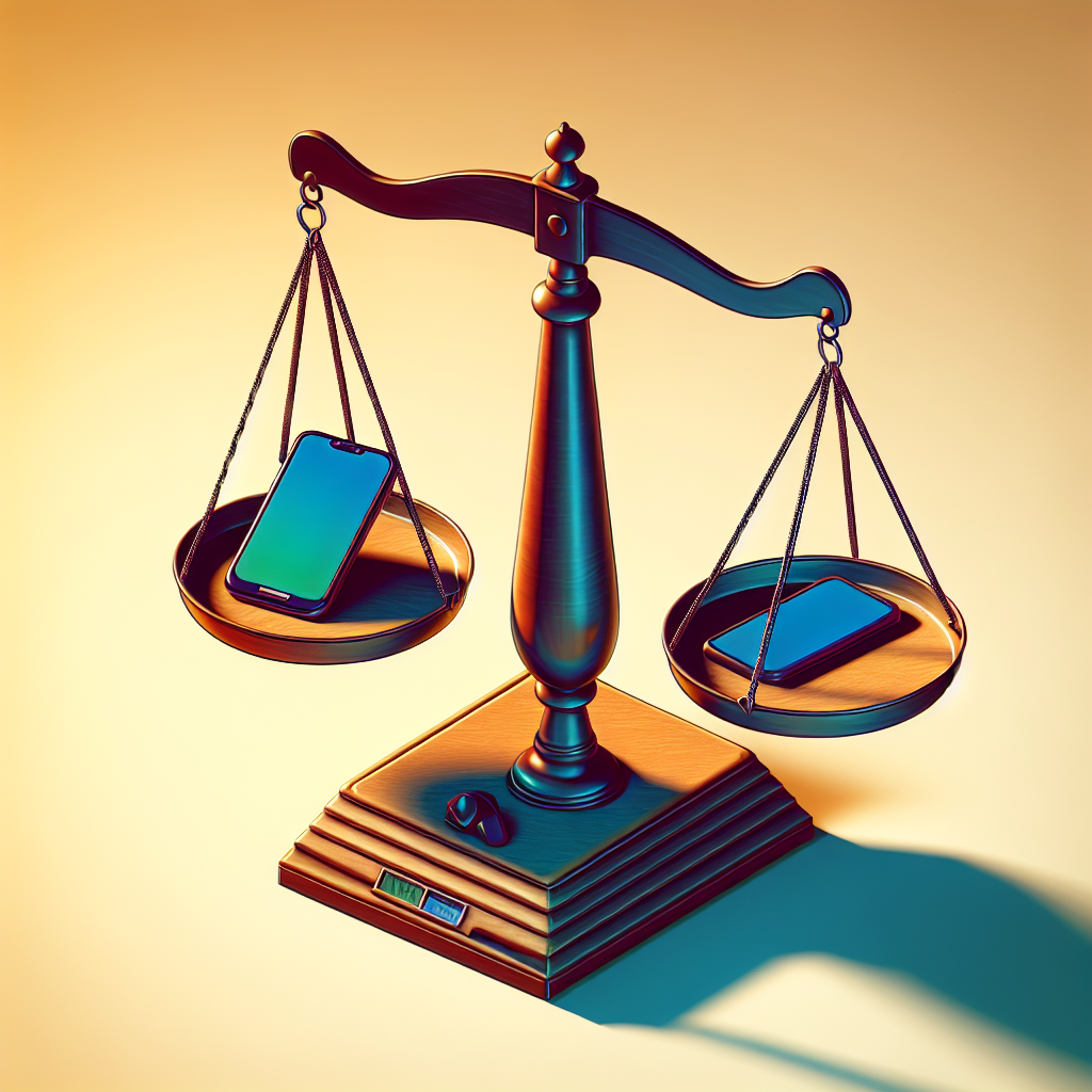 Smartphone and desktop on scales showing imbalance.