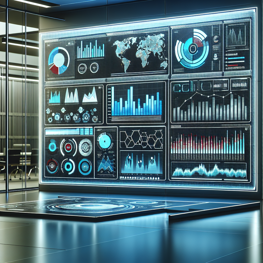Graphs and charts on a digital screen.