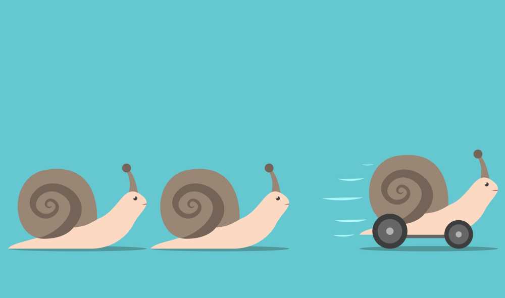 Snails racing, one has the advantage because it has wheels