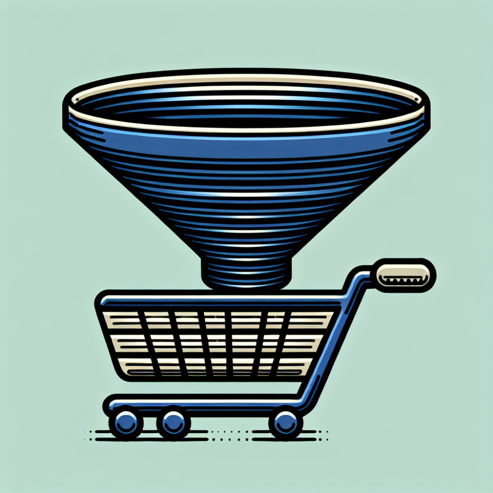 A funnel leading to a shopping cart icon.