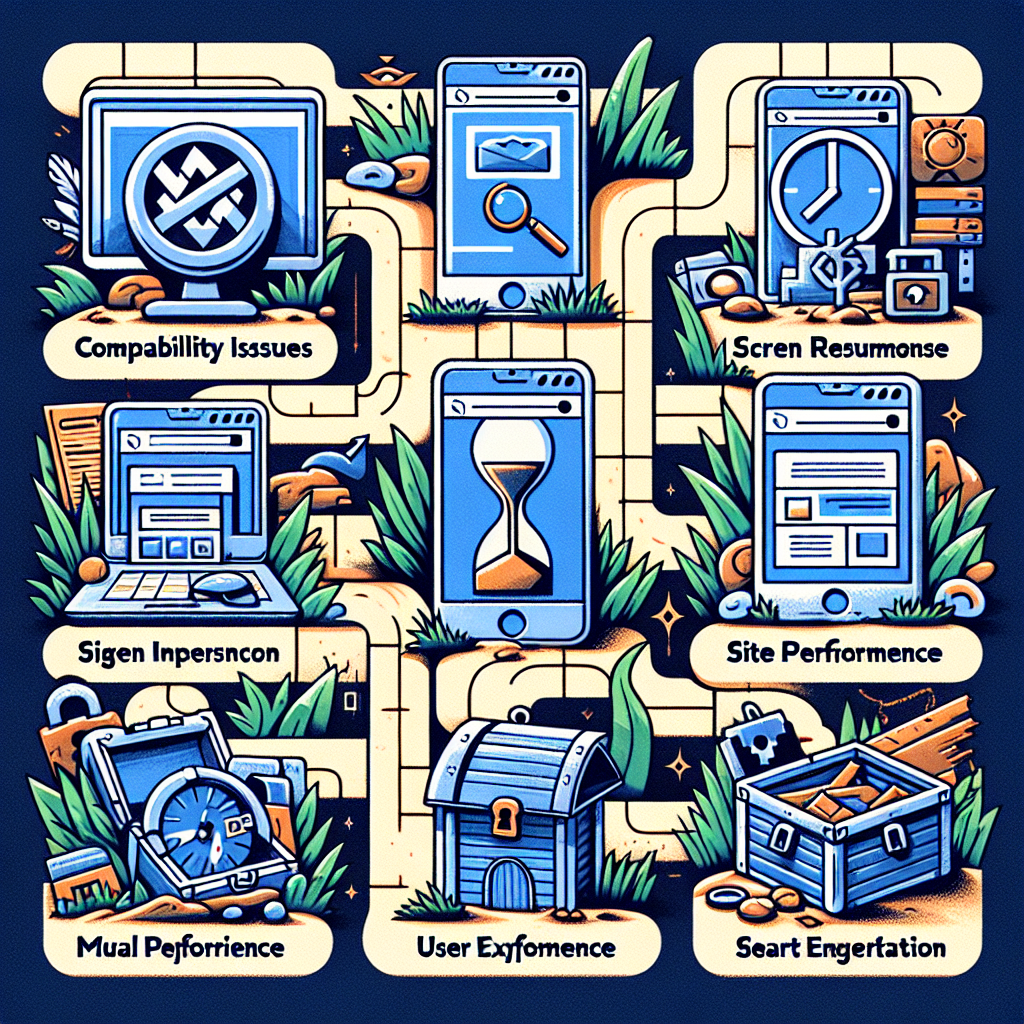 Seven web design challenges, represented visually.