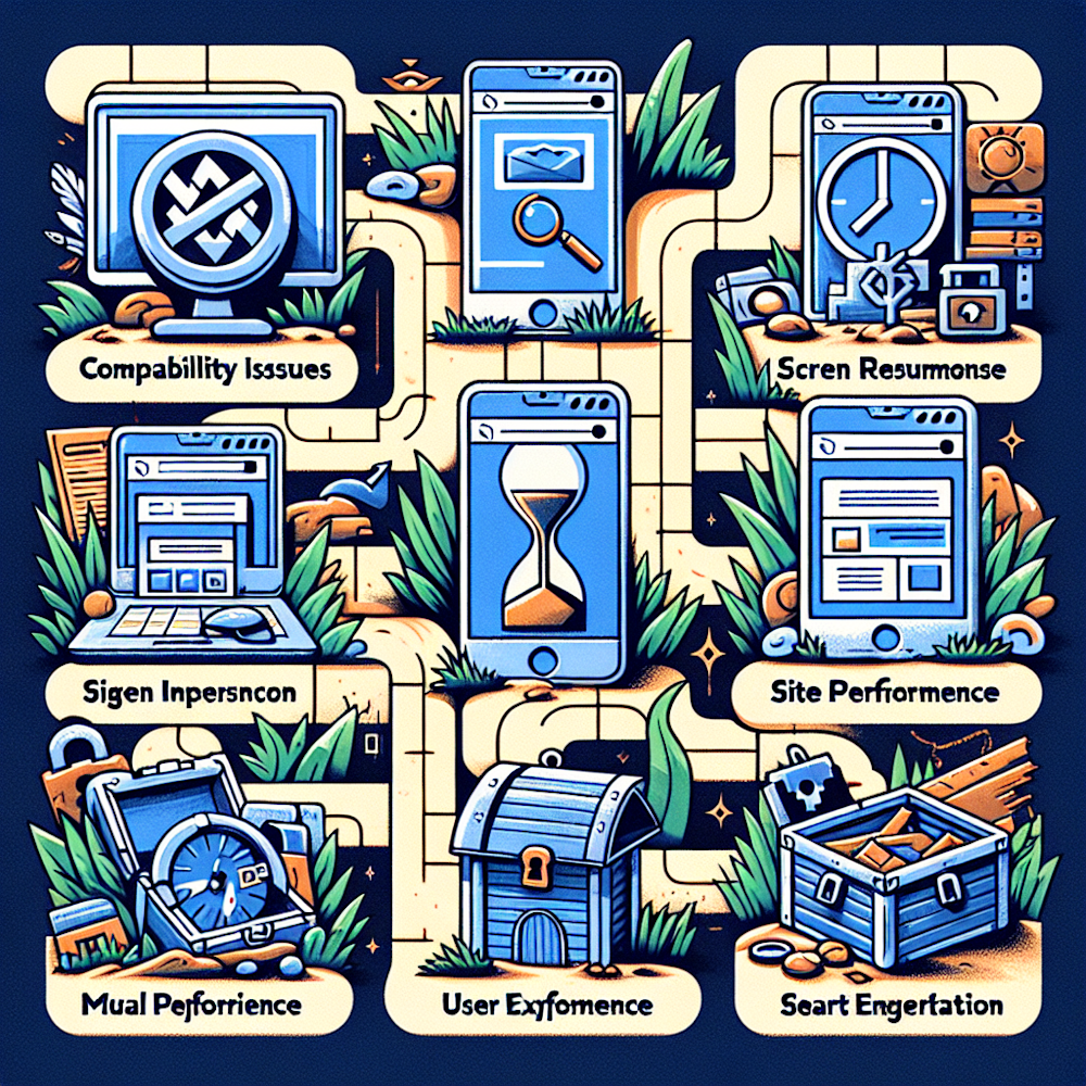 Seven web design challenges, represented visually.