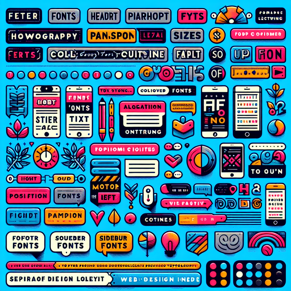 Web design elements highlighting typographical choices.