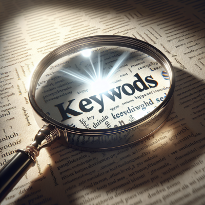Magnifying glass highlighting the word "Keywords".