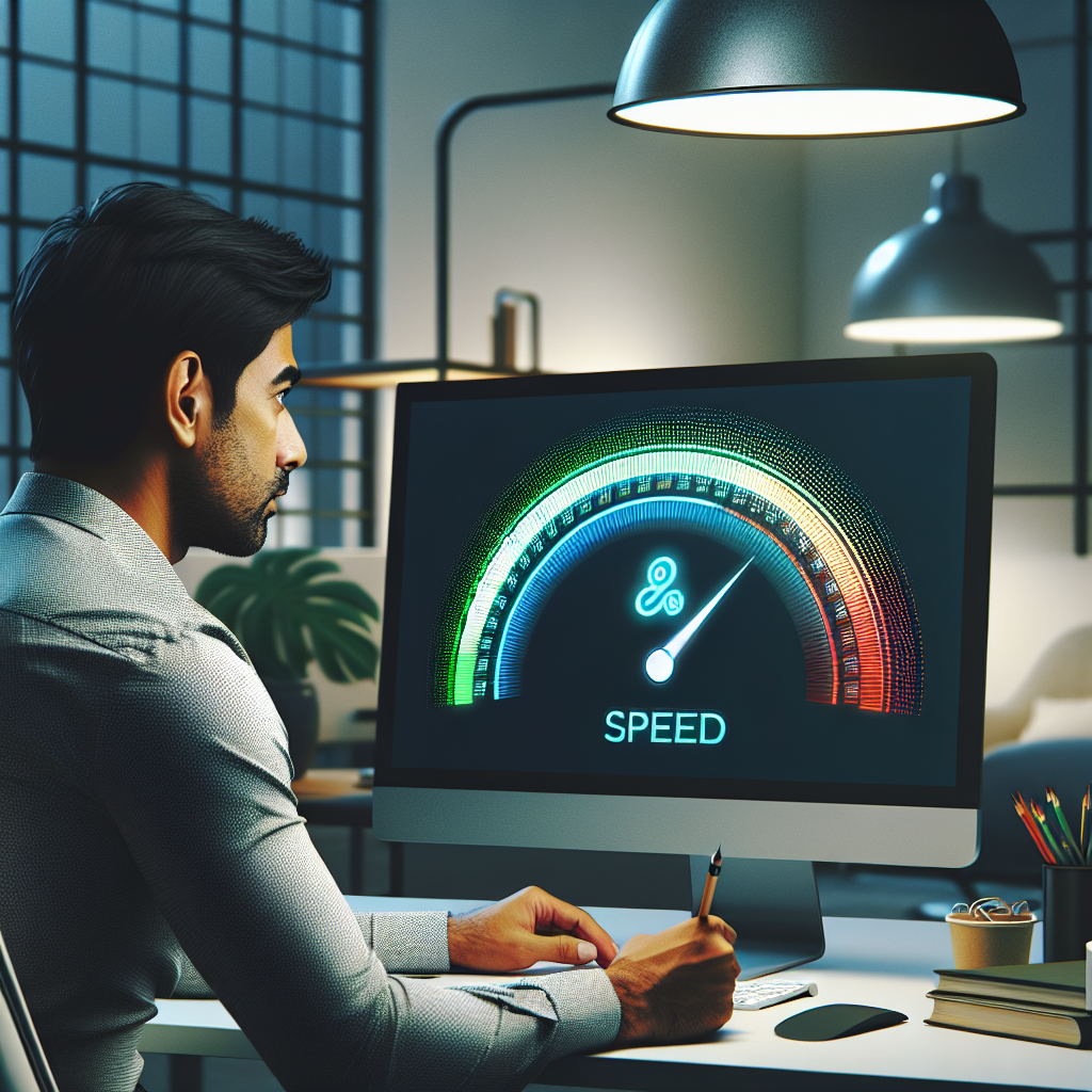 A user measuring website speed on a gauge.