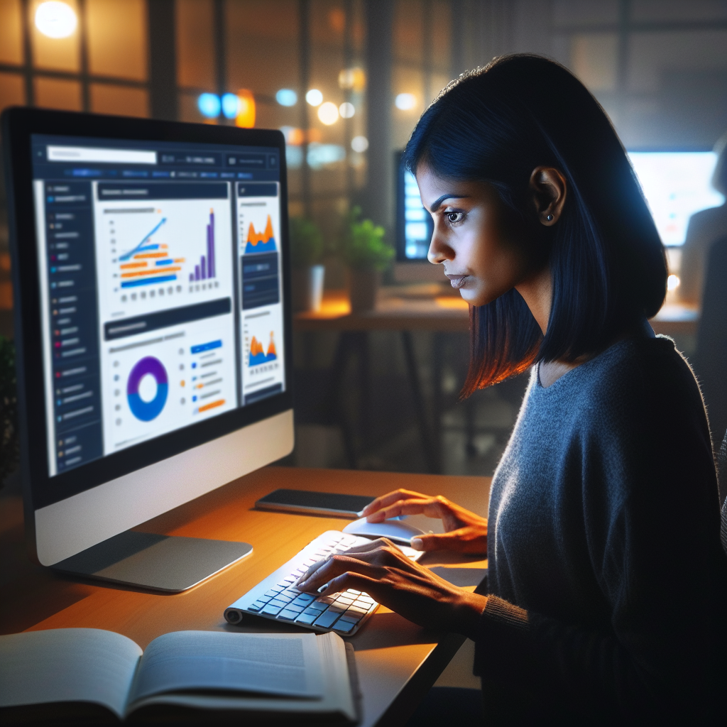 "Web designer using Ahrefs on computer screen"