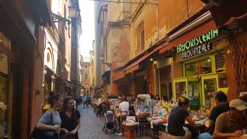 Bologna's streets are filled with bustling eateries