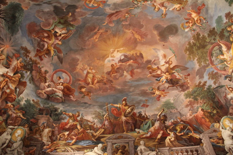 One of the stunning ceiling frescos in the Borghese Gallery