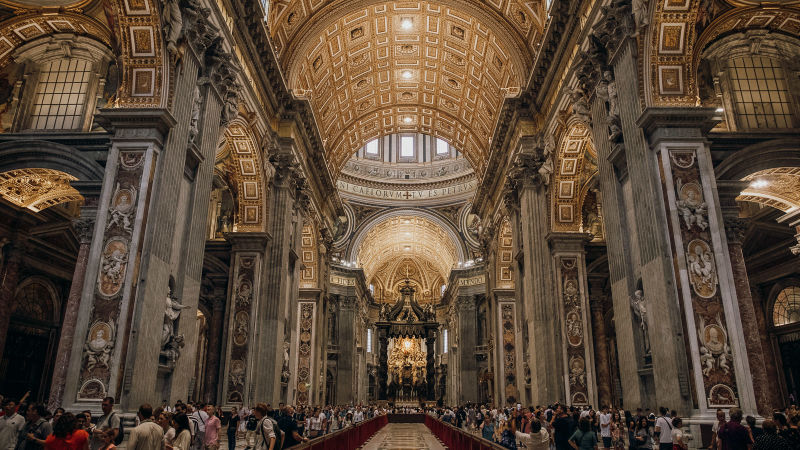 Enter St. Peter's Basilica.