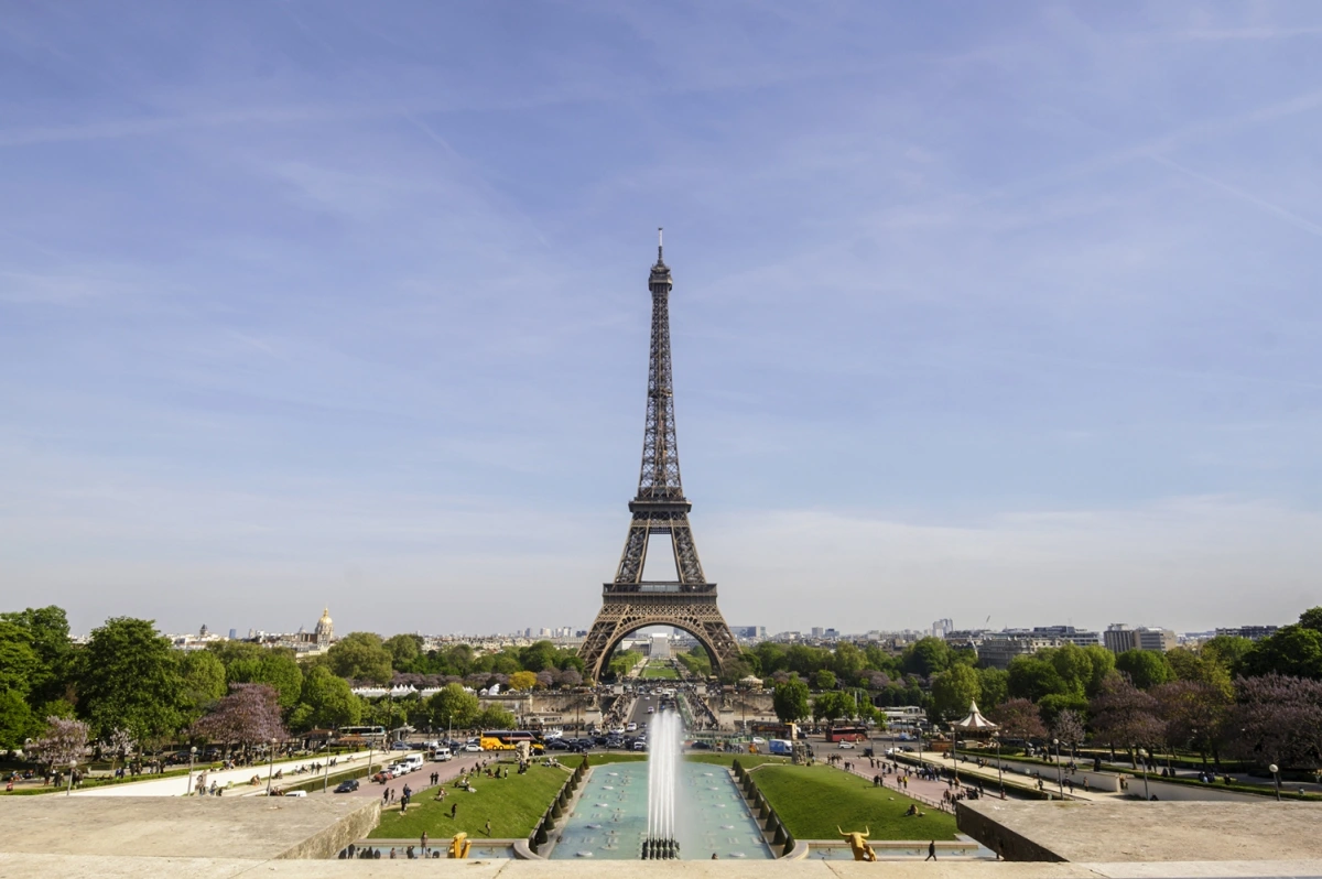 The view of the Eiffel Tower from Trocadero Plaza on our Paris In A Day Tour