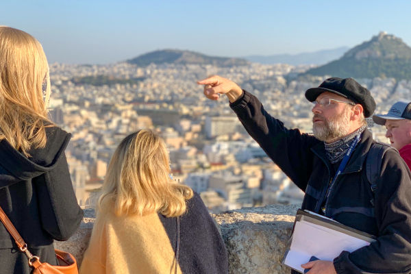 Taking in the views of the Athens from the Acropolis