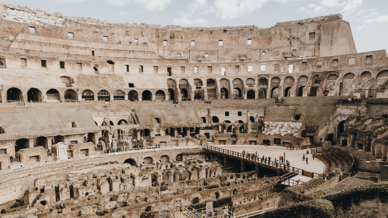 Explore the first and second levels of the Colosseum