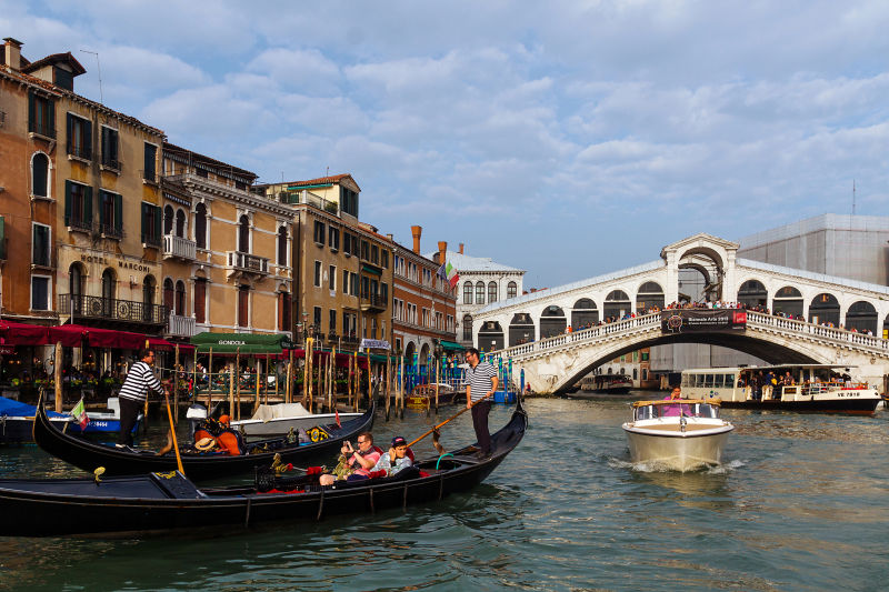 The Rialto Bridge is one of the iconic sights of the Grand Canal