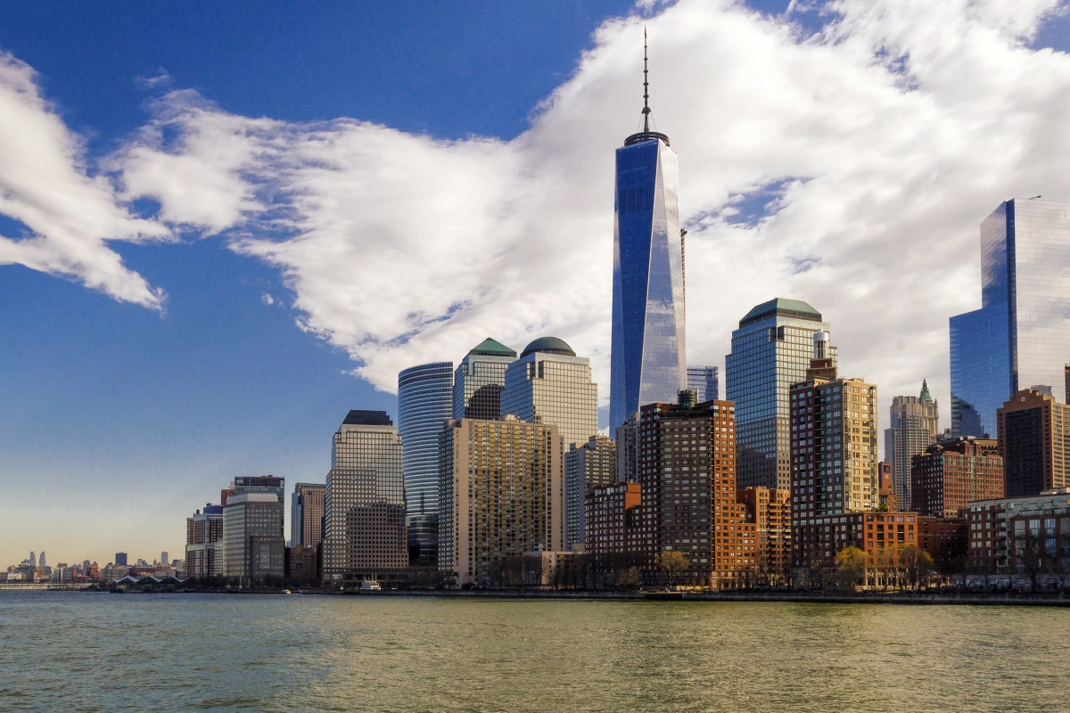 A view of Lower Manhattan from the ferry