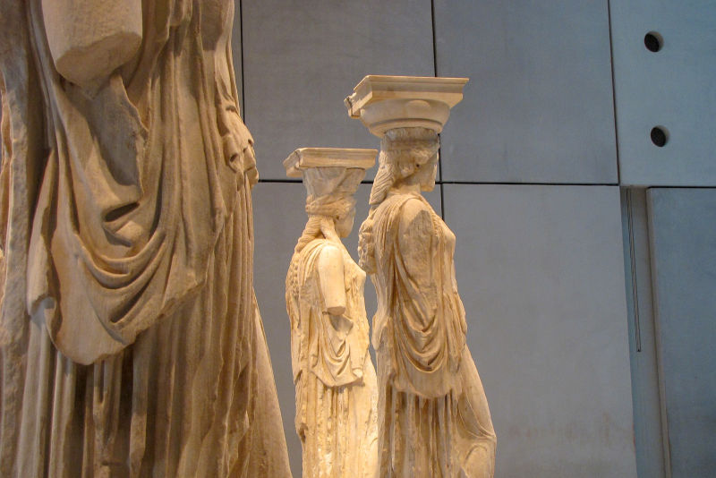 The origianl Caryatids inside the New Acropolis Museum