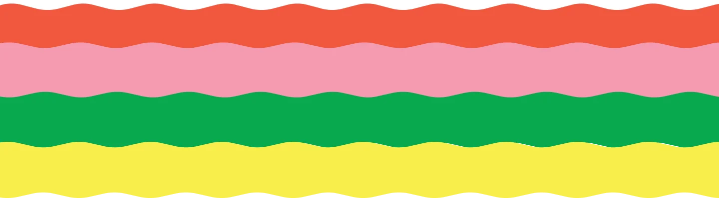 Red, ping, green and yellow wave border
