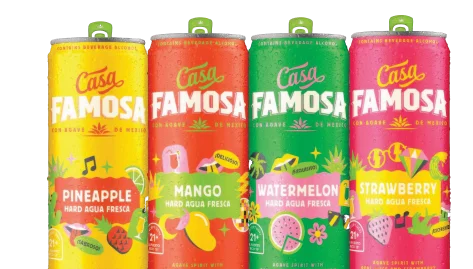 Casa Famosa cocktails in pineapple, mango, watermelon, and strawberry flavors