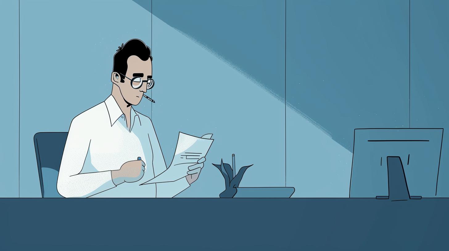 an entrepreneur looking at a document