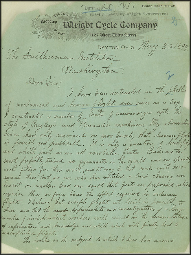 Letter to Smithsonian Institution May30 1899