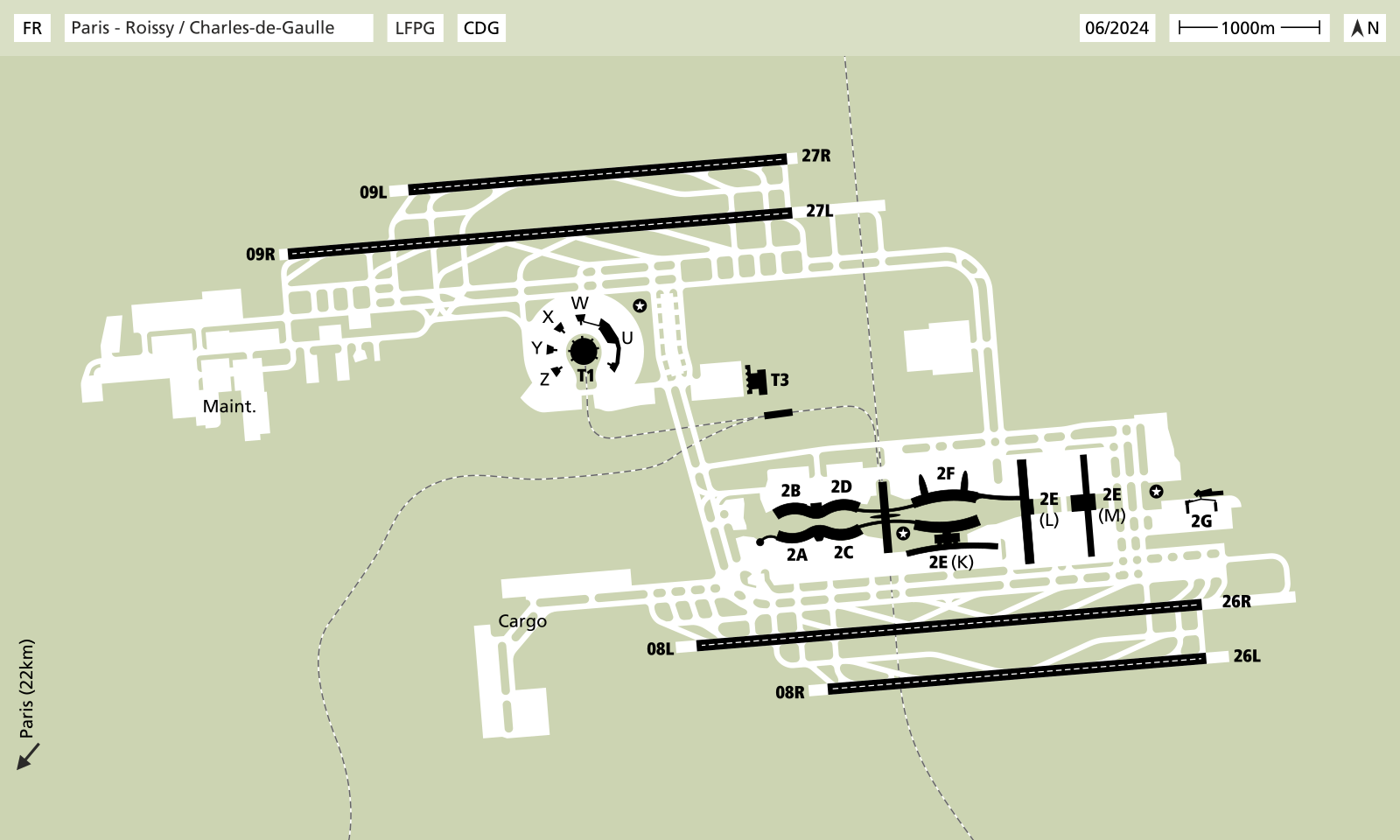 Сharles Gaulle LFPG Layout