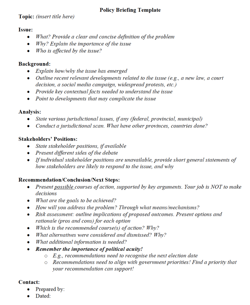 Apolitical Community Template: Policy Briefing Note