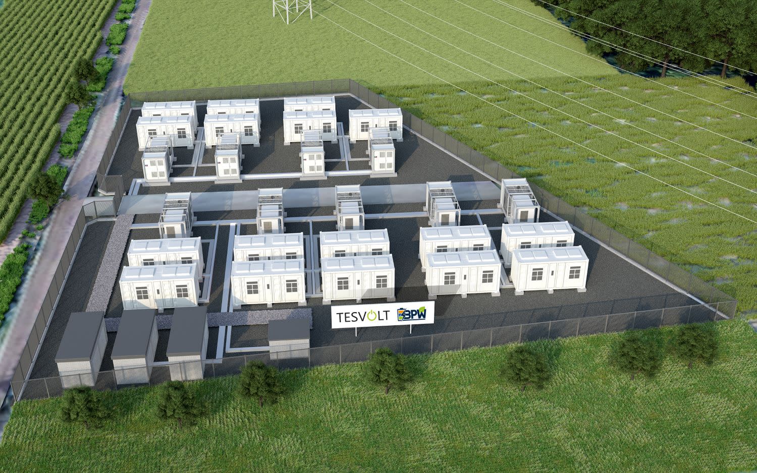 Grafik des geplanten Batteriespeicherparks in Worms.