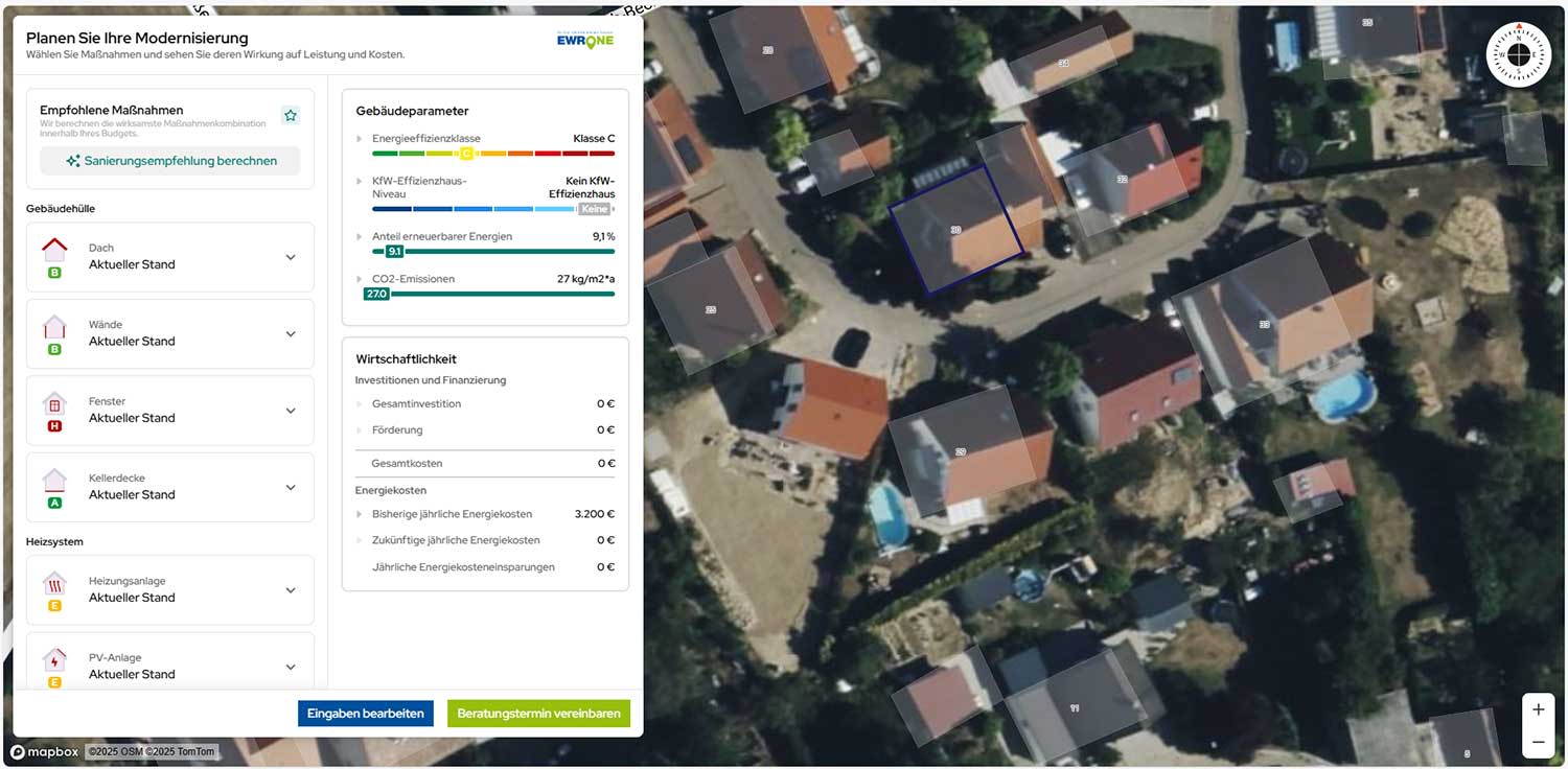 Ergebnis eines Sanierungs-Checks im EWR One Energieberater Ergebnis eines Sanierungs-Checks im EWR One Energieberater