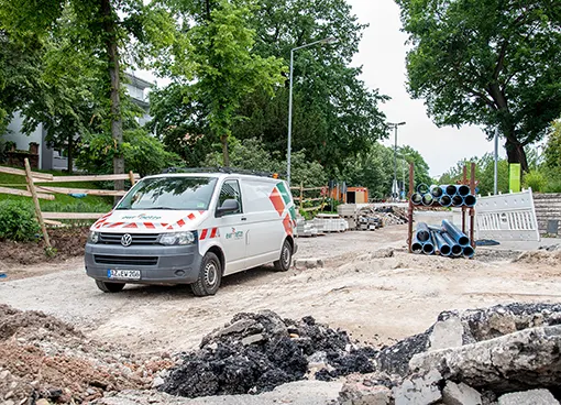 Titelbild EWR Netz Baustelle, Bau- und Wartung von Strom- und Gasleitungen