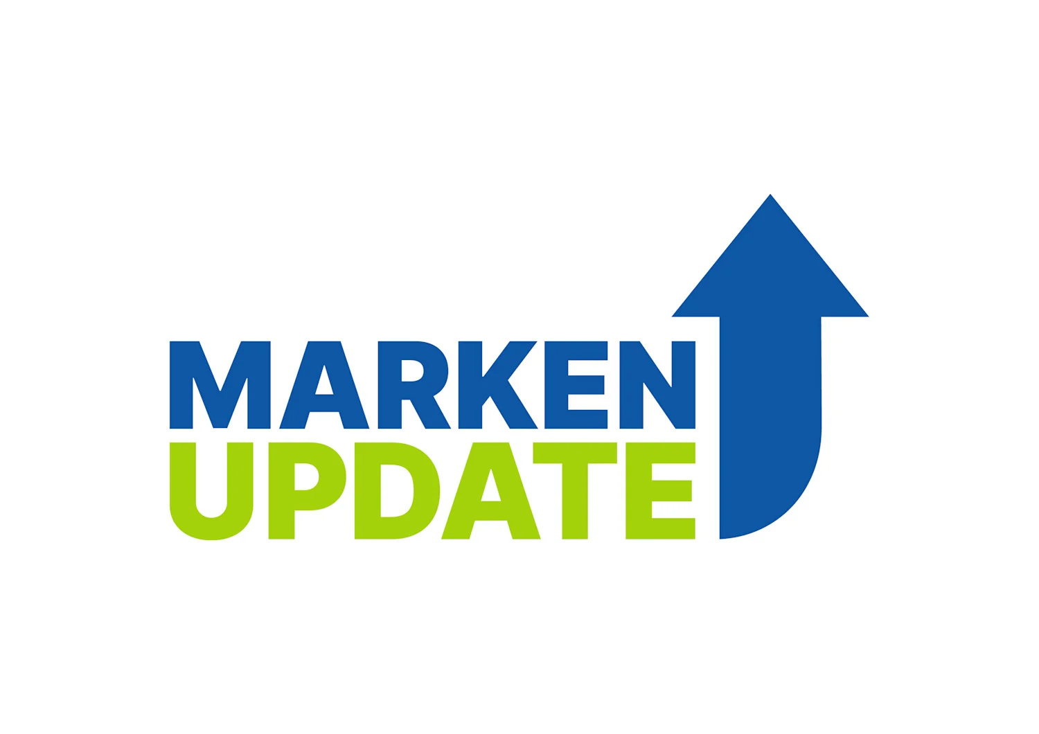 Schriftzug Marken-Update mit Pfeil nach oben Schriftzug Marken-Update mit Pfeil nach oben