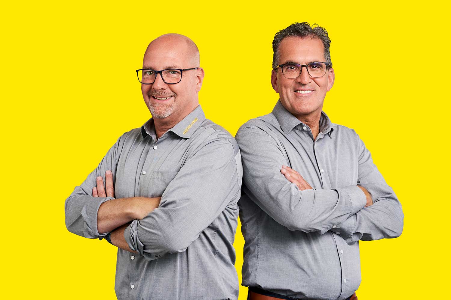 Die Geschäftsführer Frank Schäfer und Jürgen Fuchs von Elektro Knies in Worms
