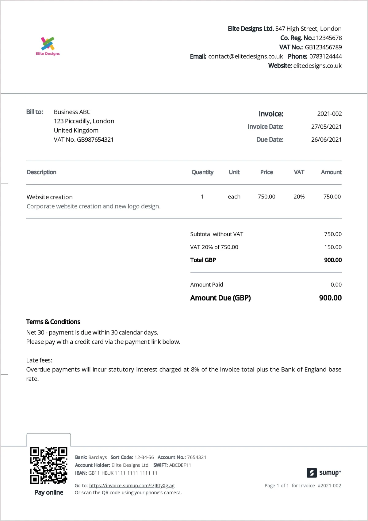 How to apply late fees to invoices  SumUp Invoices With Regard To Interest Invoice Template