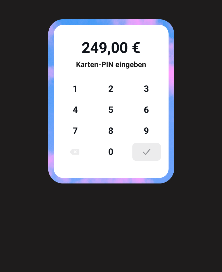 Obergrenzen für Beträge gibt es nicht. Bei Zahlungen über 50 € muss jedoch die PIN eingegeben werden.