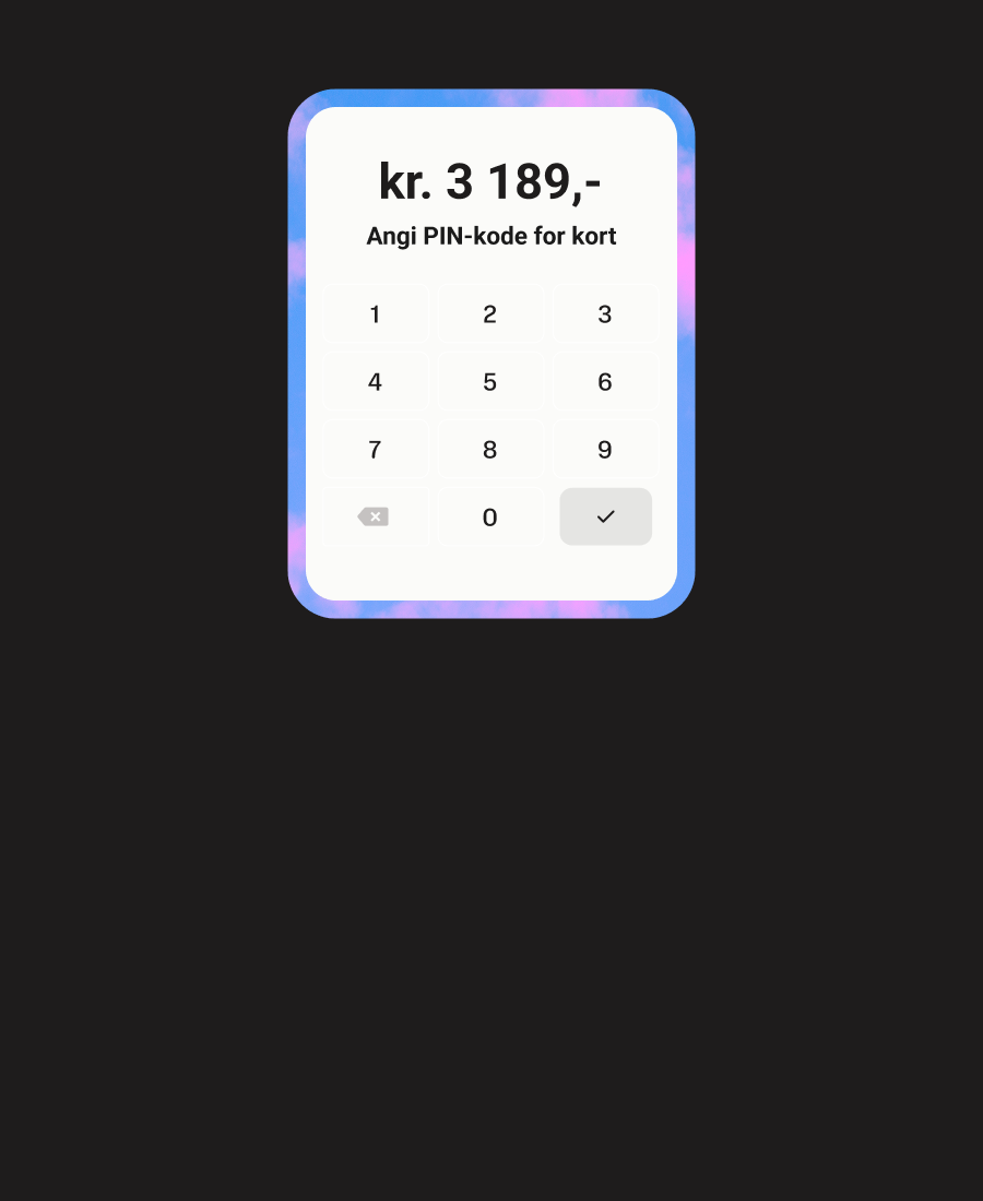 Støtter også betalinger av høy verdi. Kundene blir bare bedt om å legge inn PIN-koden for transaksjoner over 500 kr.